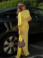 שמלת מקסי נשפכת עם פתח גב מחמיא- דגם ג'סיקה